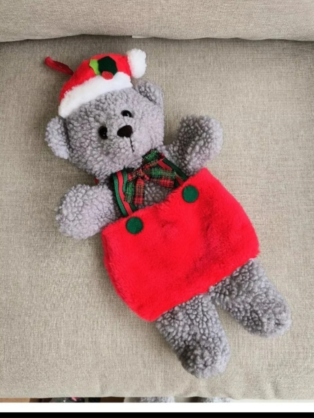 Santa’s Best Teddy Bear Christmas Stocking Hanging Plush Hand Puppet 15” Pouch